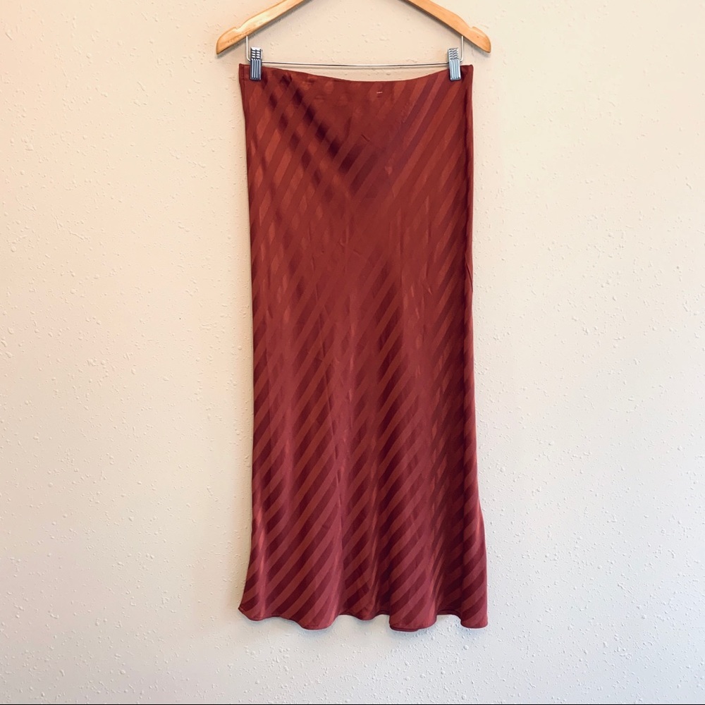 Alice Blue Long Pencil Stripe Brown Maxi Skirt Size Large NWT